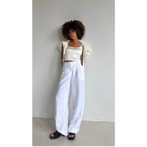 Aritzia Wilfred The Effortless Pant Linen Lyocell Blend in White Sz 2